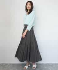 FKBGD46140 MK MICHEL KLEIN(MK ミッシェルクラン) Vネックサテンブラウス/洗える ミントブルー