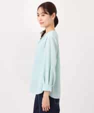 FKBGD46140 MK MICHEL KLEIN(MK ミッシェルクラン) Vネックサテンブラウス/洗える ミントブルー