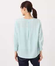 FKBGD46140 MK MICHEL KLEIN(MK ミッシェルクラン) Vネックサテンブラウス/洗える ミントブルー