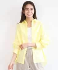 FKBGD47150 MK MICHEL KLEIN(MK ミッシェルクラン) [接触冷感/洗える]リネン混カラーシャツブラウス ライトイエロー