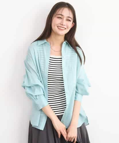 FKBGD47150 MK MICHEL KLEIN [接触冷感/洗える]リネン混カラーシャツブラウス