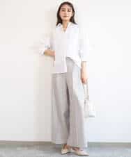 FKBGD47150 MK MICHEL KLEIN(MK ミッシェルクラン) [接触冷感/洗える]リネン混カラーシャツブラウス ブラウン