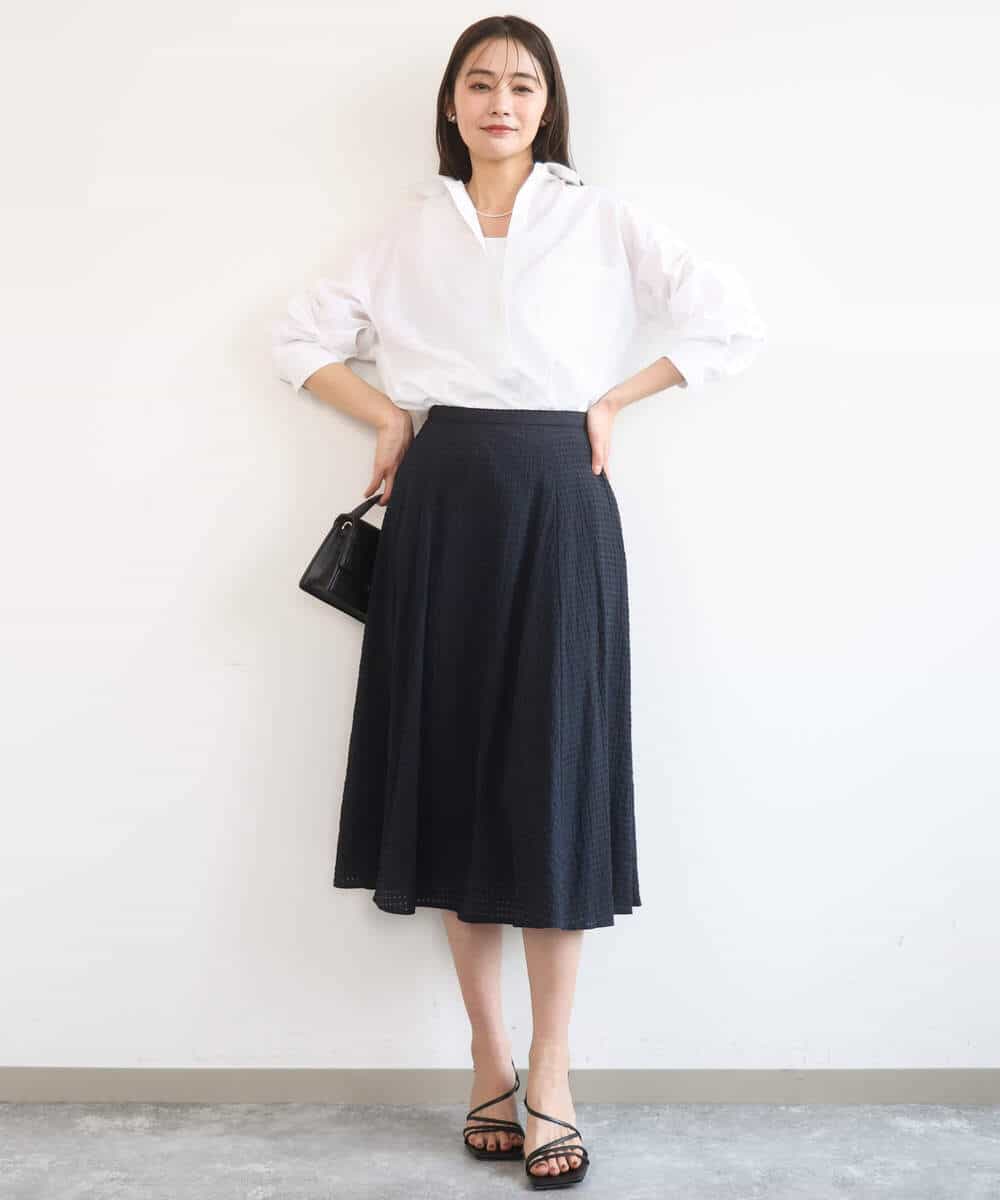 FKBGD47150 MK MICHEL KLEIN(MK ミッシェルクラン) [接触冷感/洗える]リネン混カラーシャツブラウス ブラウン