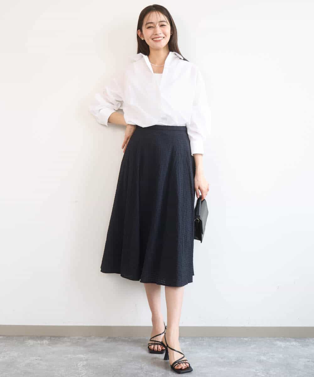 FKBGD47150 MK MICHEL KLEIN(MK ミッシェルクラン) [接触冷感/洗える]リネン混カラーシャツブラウス ブラウン