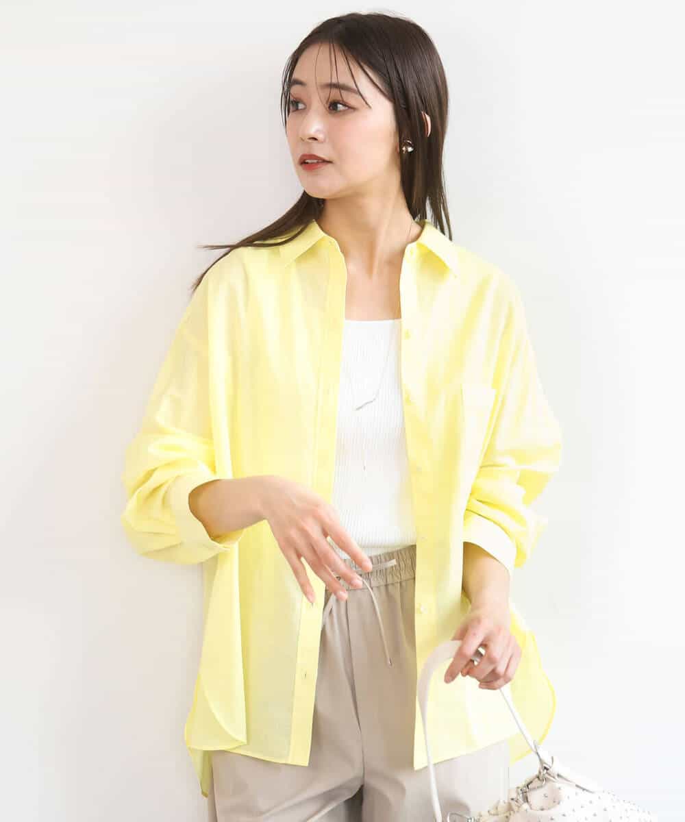 FKBGD47150 MK MICHEL KLEIN(MK ミッシェルクラン) [接触冷感/洗える]リネン混カラーシャツブラウス ブラウン