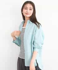 FKBGD47150 MK MICHEL KLEIN(MK ミッシェルクラン) [接触冷感/洗える]リネン混カラーシャツブラウス ブラウン