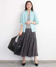 FKBGD47150 MK MICHEL KLEIN(MK ミッシェルクラン) [接触冷感/洗える]リネン混カラーシャツブラウス ブラウン