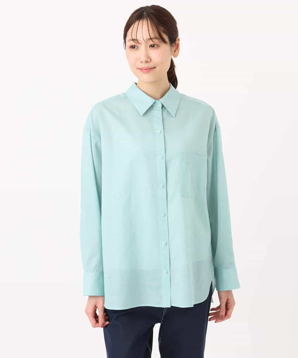 FKBGD47150 MK MICHEL KLEIN(MK ミッシェルクラン) [接触冷感/洗える]リネン混カラーシャツブラウス ブラウン