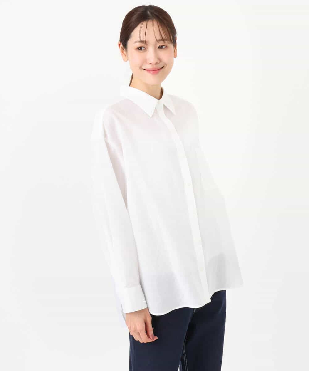 FKBGD47150 MK MICHEL KLEIN(MK ミッシェルクラン) [接触冷感/洗える]リネン混カラーシャツブラウス ブラウン