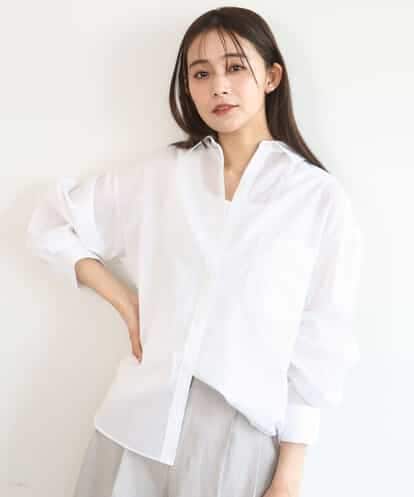 FKBGD47150 MK MICHEL KLEIN [接触冷感/洗える]リネン混カラーシャツブラウス