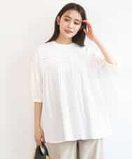 FKBGD48180 MK MICHEL KLEIN(MK ミッシェルクラン) コットンピンタックチュニックブラウス/洗える ライトブルー