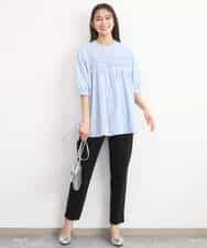 FKBGD48180 MK MICHEL KLEIN(MK ミッシェルクラン) コットンピンタックチュニックブラウス/洗える ライトブルー