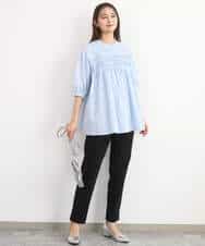 FKBGD48180 MK MICHEL KLEIN(MK ミッシェルクラン) コットンピンタックチュニックブラウス/洗える ライトブルー