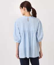 FKBGD48180 MK MICHEL KLEIN(MK ミッシェルクラン) コットンピンタックチュニックブラウス/洗える ライトブルー