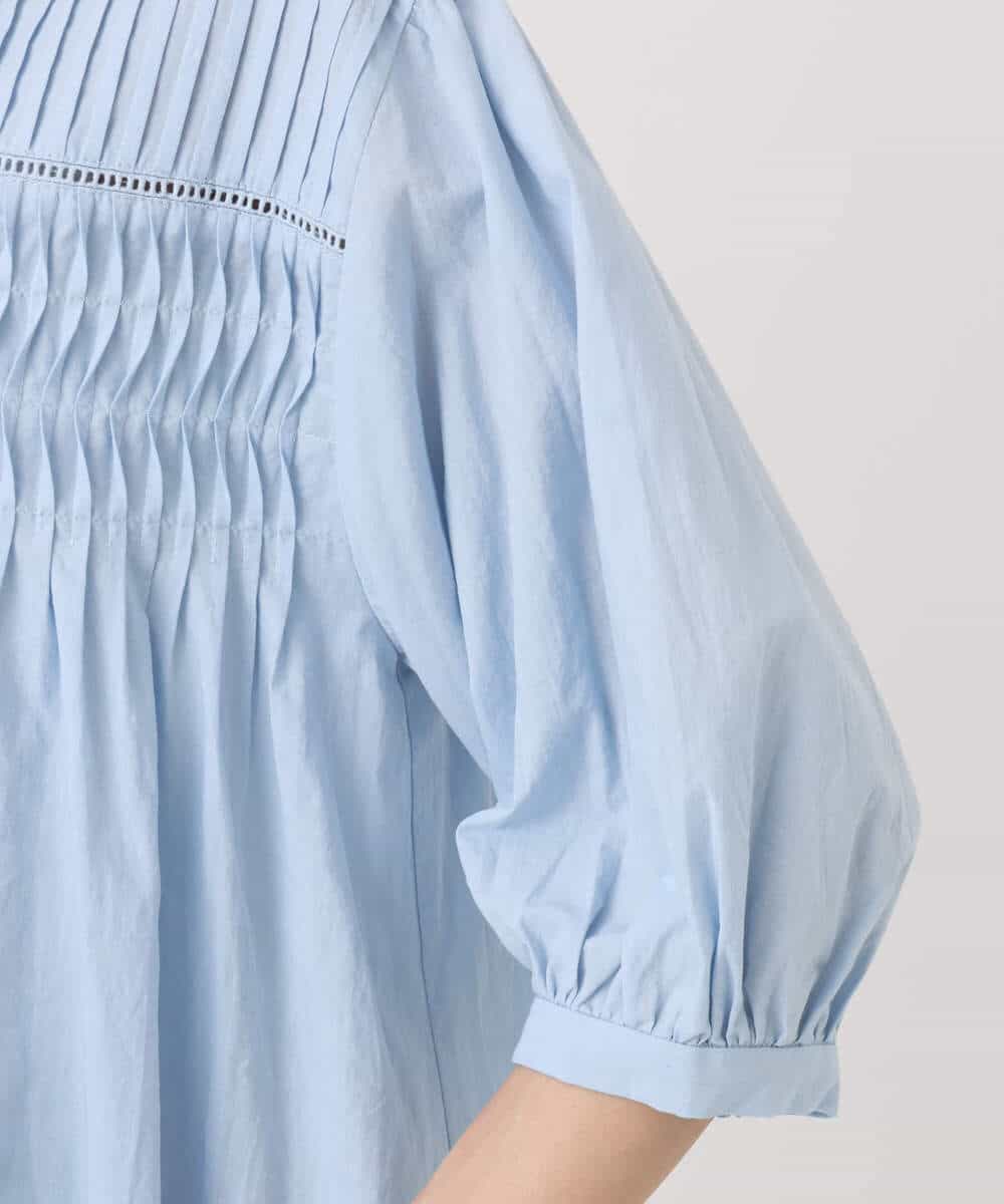 FKBGD48180 MK MICHEL KLEIN(MK ミッシェルクラン) コットンピンタックチュニックブラウス/洗える ライトブルー