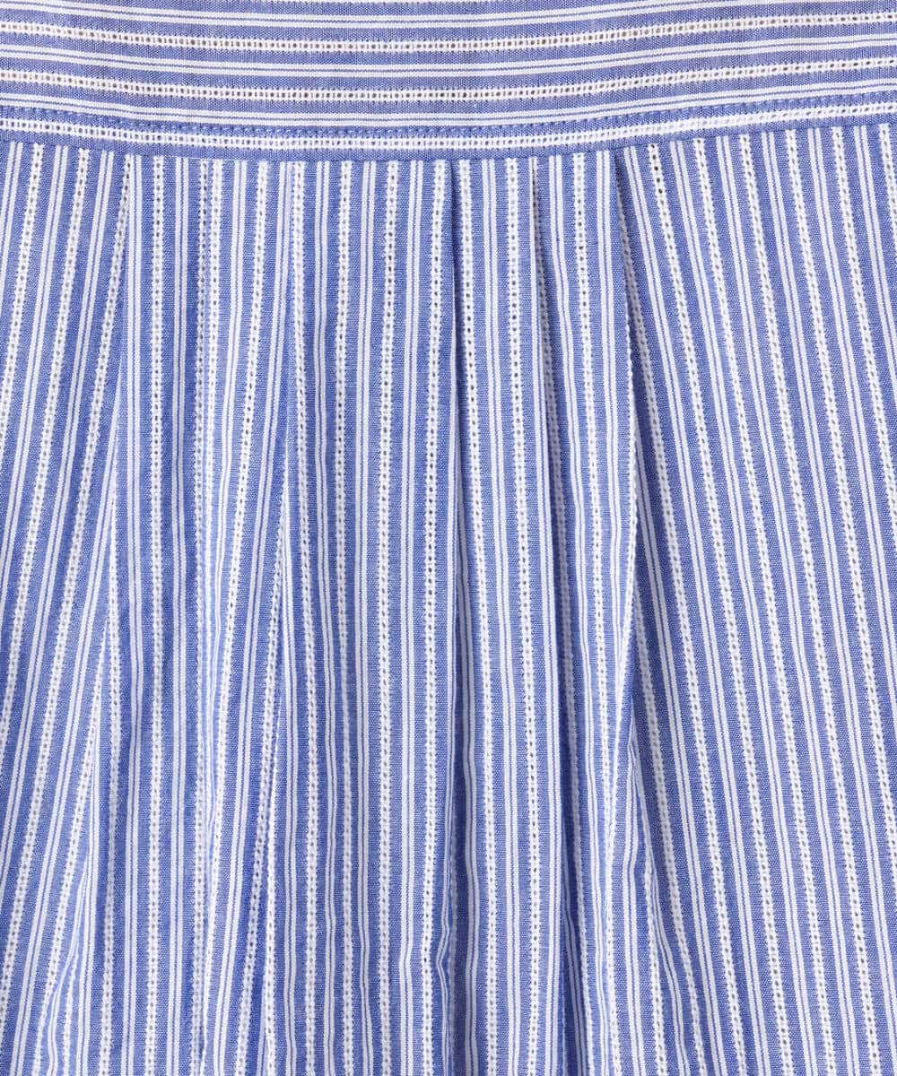 FKBGD50160 MK MICHEL KLEIN(MK ミッシェルクラン) [洗える]ストライプレース五分袖シャツブラウス ブルー