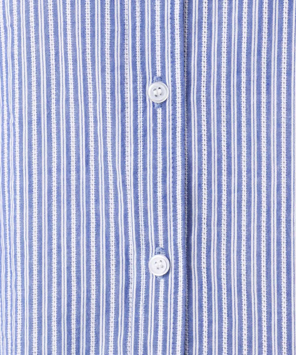 FKBGD50160 MK MICHEL KLEIN(MK ミッシェルクラン) [洗える]ストライプレース五分袖シャツブラウス ブルー