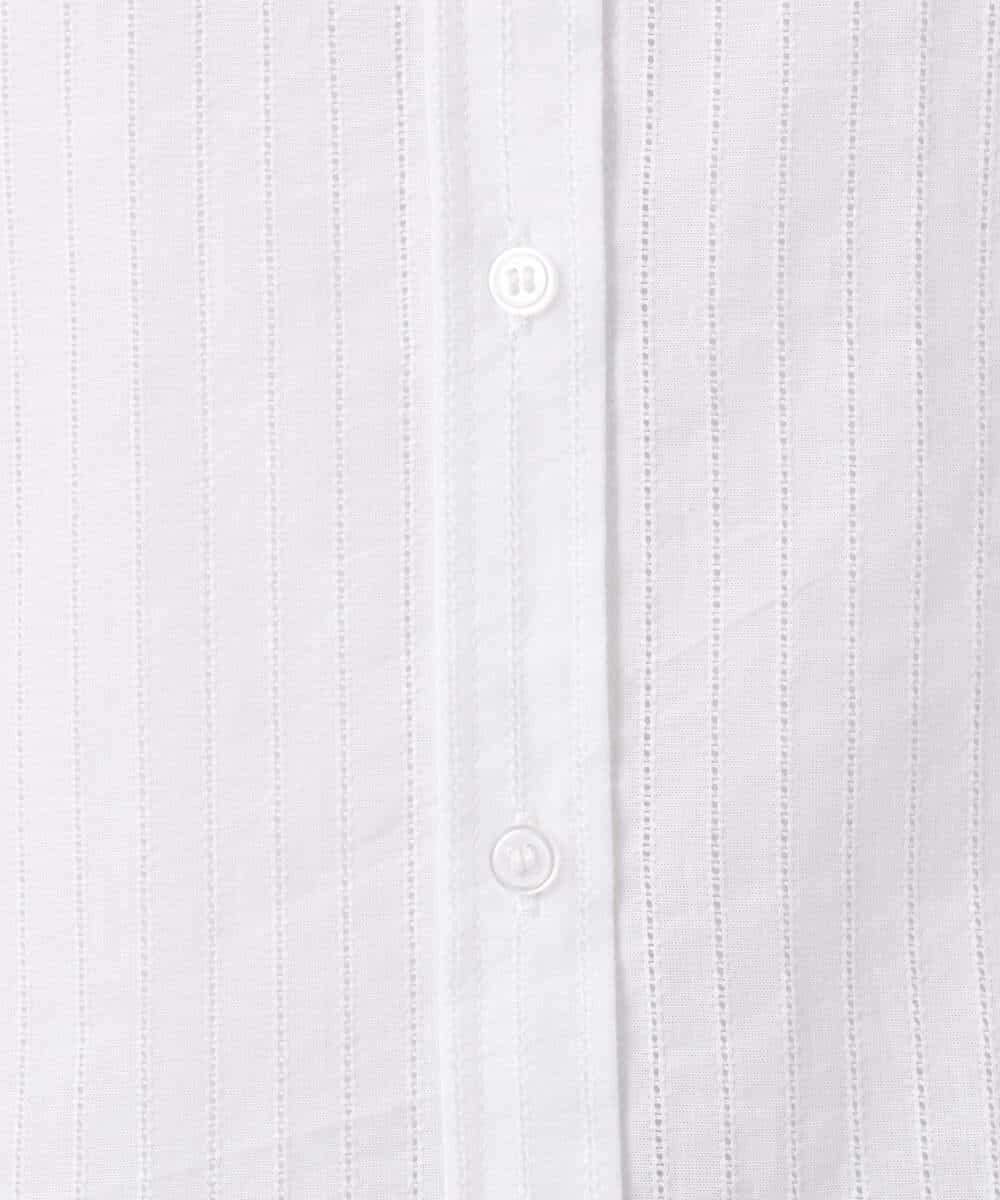 FKBGD50160 MK MICHEL KLEIN(MK ミッシェルクラン) [洗える]ストライプレース五分袖シャツブラウス ブルー