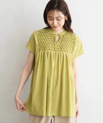 FKBGD52170 MK MICHEL KLEIN [洗える]ハンドスモッキングブラウス