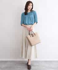 FKBGD53140 MK MICHEL KLEIN(MK ミッシェルクラン) [UVカット/接触冷感/洗える]サテン フロントタックデザインブラウス キャメル