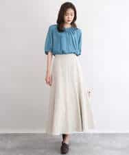 FKBGD53140 MK MICHEL KLEIN(MK ミッシェルクラン) [UVカット/接触冷感/洗える]サテン フロントタックデザインブラウス キャメル