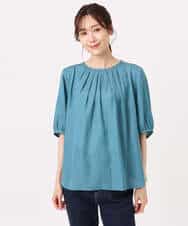 FKBGD53140 MK MICHEL KLEIN(MK ミッシェルクラン) [UVカット/接触冷感/洗える]サテン フロントタックデザインブラウス キャメル