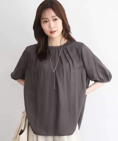 FKBGD53140 MK MICHEL KLEIN [UVカット/接触冷感/洗える]サテン フロントタックデザインブラウス