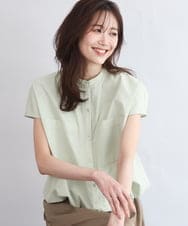 FKBGD54160 MK MICHEL KLEIN(MK ミッシェルクラン) [接触冷感/洗える]ドロストデザインバンドカラーブラウス キャメル