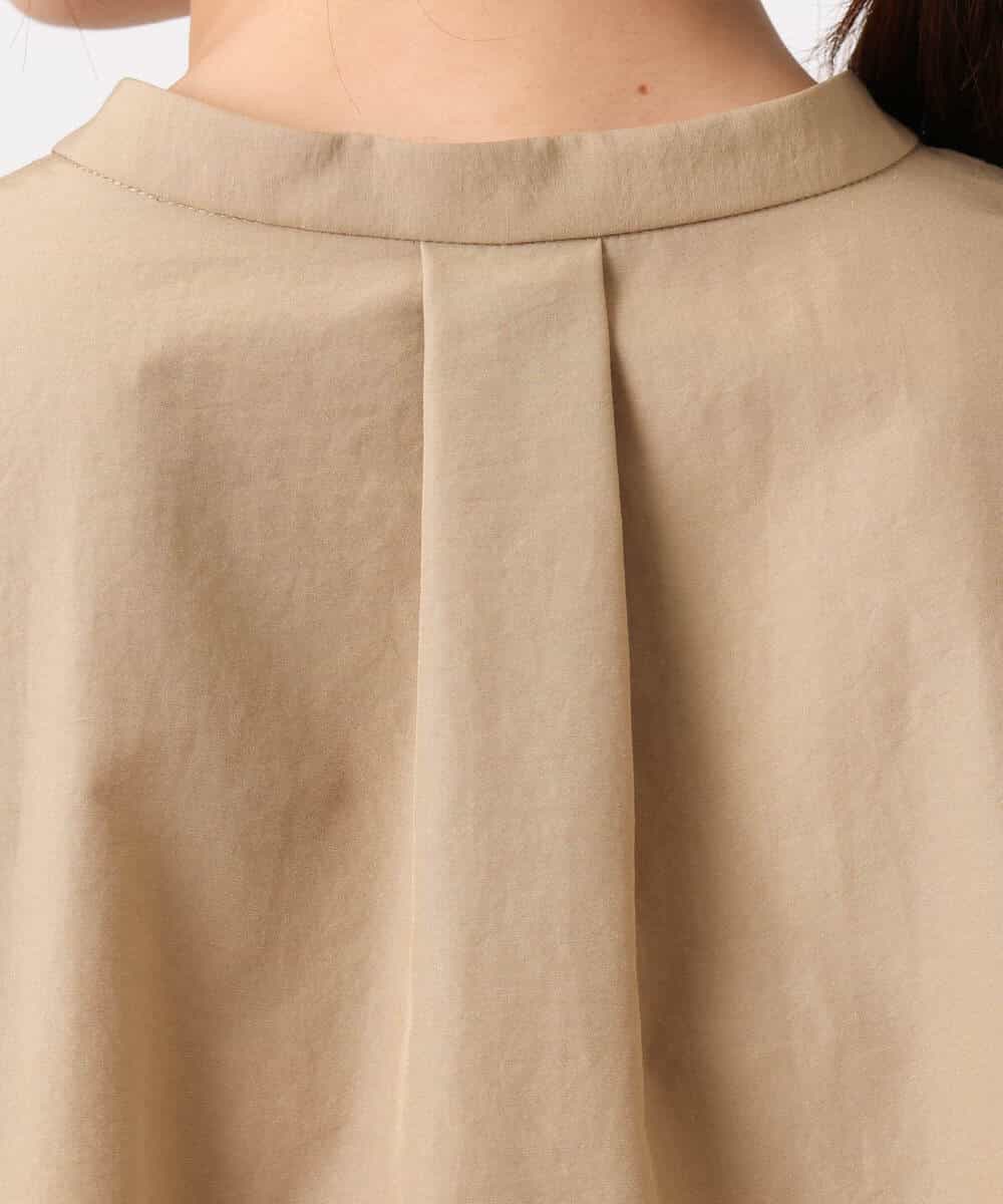 FKBGD54160 MK MICHEL KLEIN(MK ミッシェルクラン) [接触冷感/洗える]ドロストデザインバンドカラーブラウス キャメル