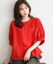 FKBGD55150 MK MICHEL KLEIN(MK ミッシェルクラン) [UVカット/接触冷感/洗える]ボリュームスリーブブラウス レッド