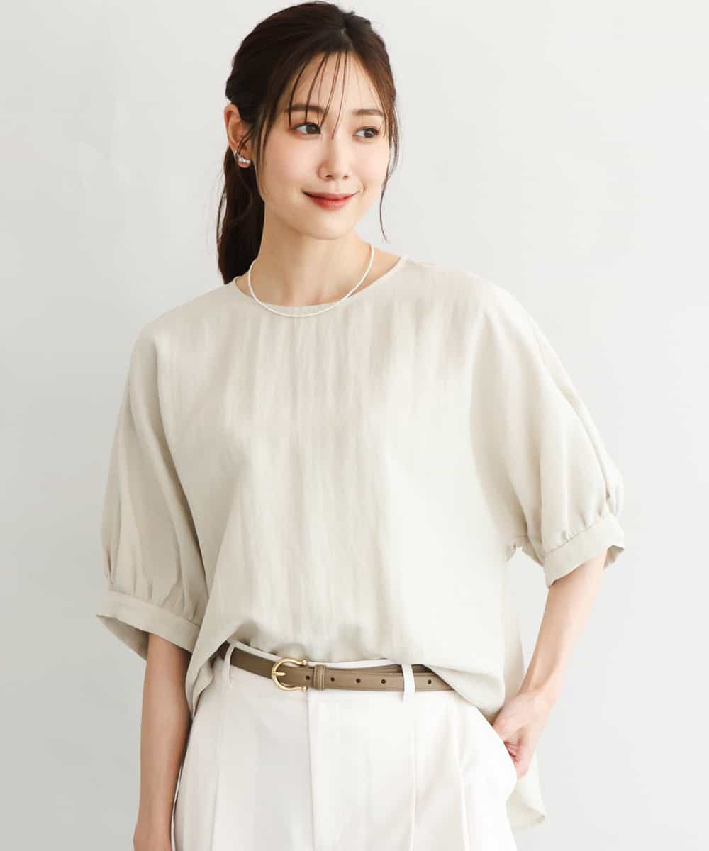 FKBGD55150 MK MICHEL KLEIN(MK ミッシェルクラン) [UVカット/接触冷感/洗える]ボリュームスリーブブラウス ベージュ