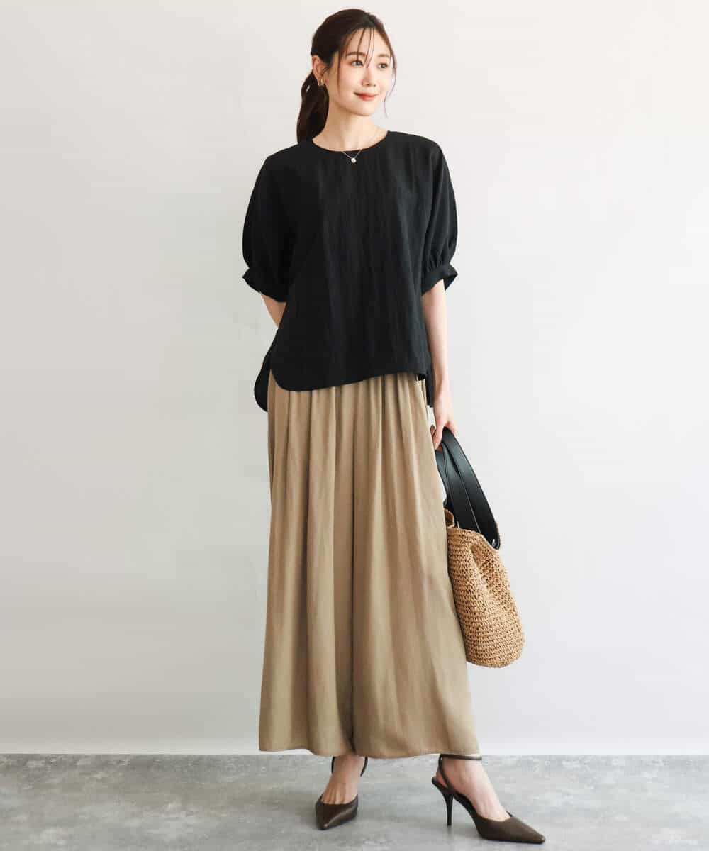 FKBGD55150 MK MICHEL KLEIN(MK ミッシェルクラン) [UVカット/接触冷感/洗える]ボリュームスリーブブラウス ベージュ