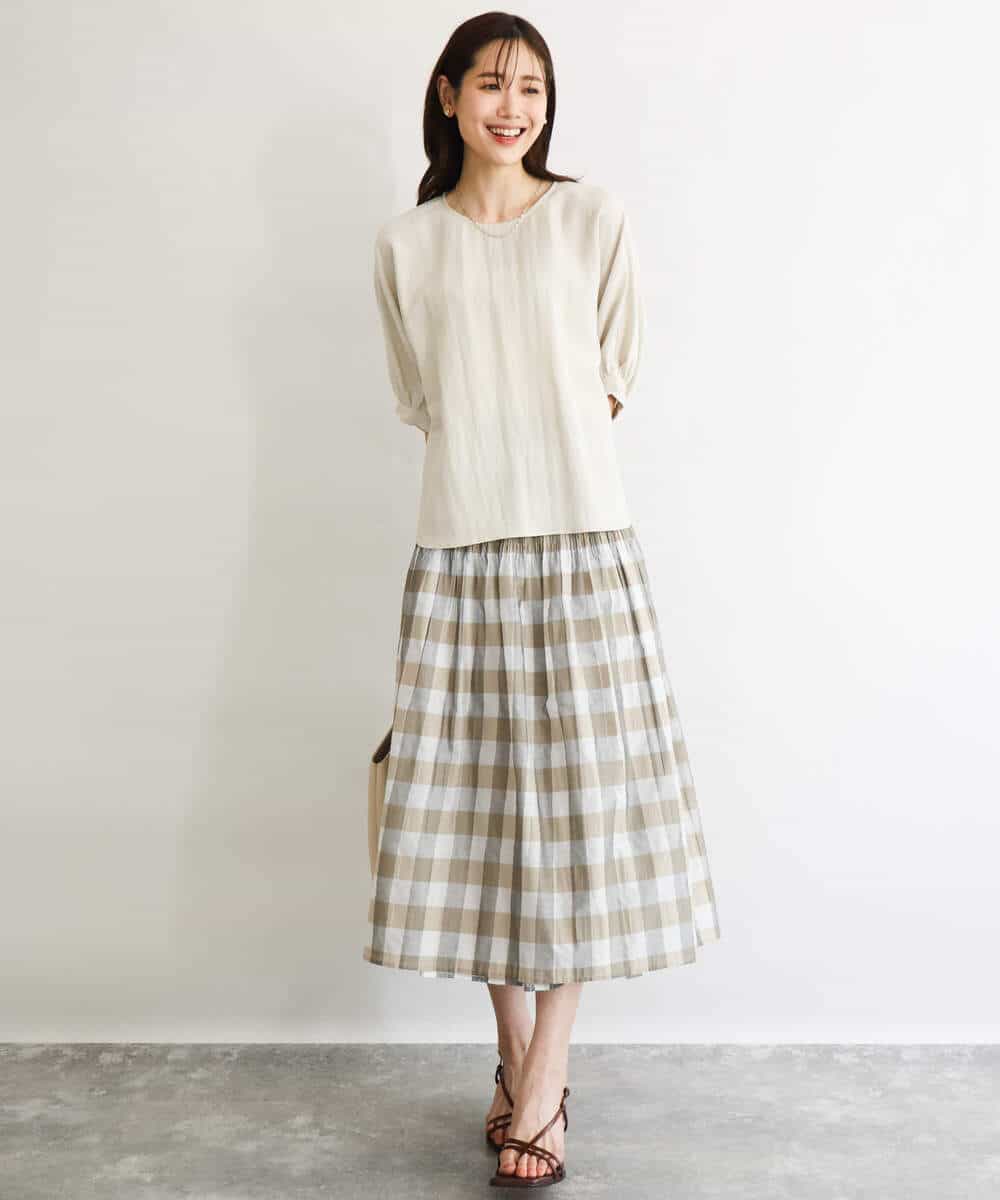 FKBGD55150 MK MICHEL KLEIN(MK ミッシェルクラン) [UVカット/接触冷感/洗える]ボリュームスリーブブラウス ベージュ