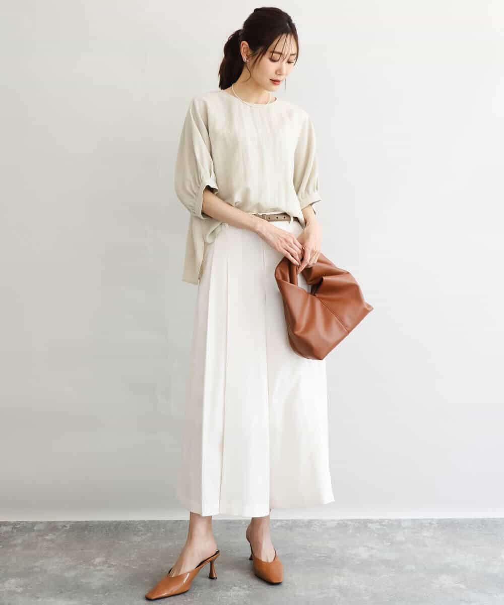 FKBGD55150 MK MICHEL KLEIN(MK ミッシェルクラン) [UVカット/接触冷感/洗える]ボリュームスリーブブラウス ベージュ