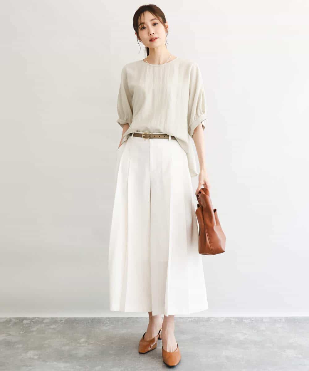 FKBGD55150 MK MICHEL KLEIN(MK ミッシェルクラン) [UVカット/接触冷感/洗える]ボリュームスリーブブラウス ベージュ