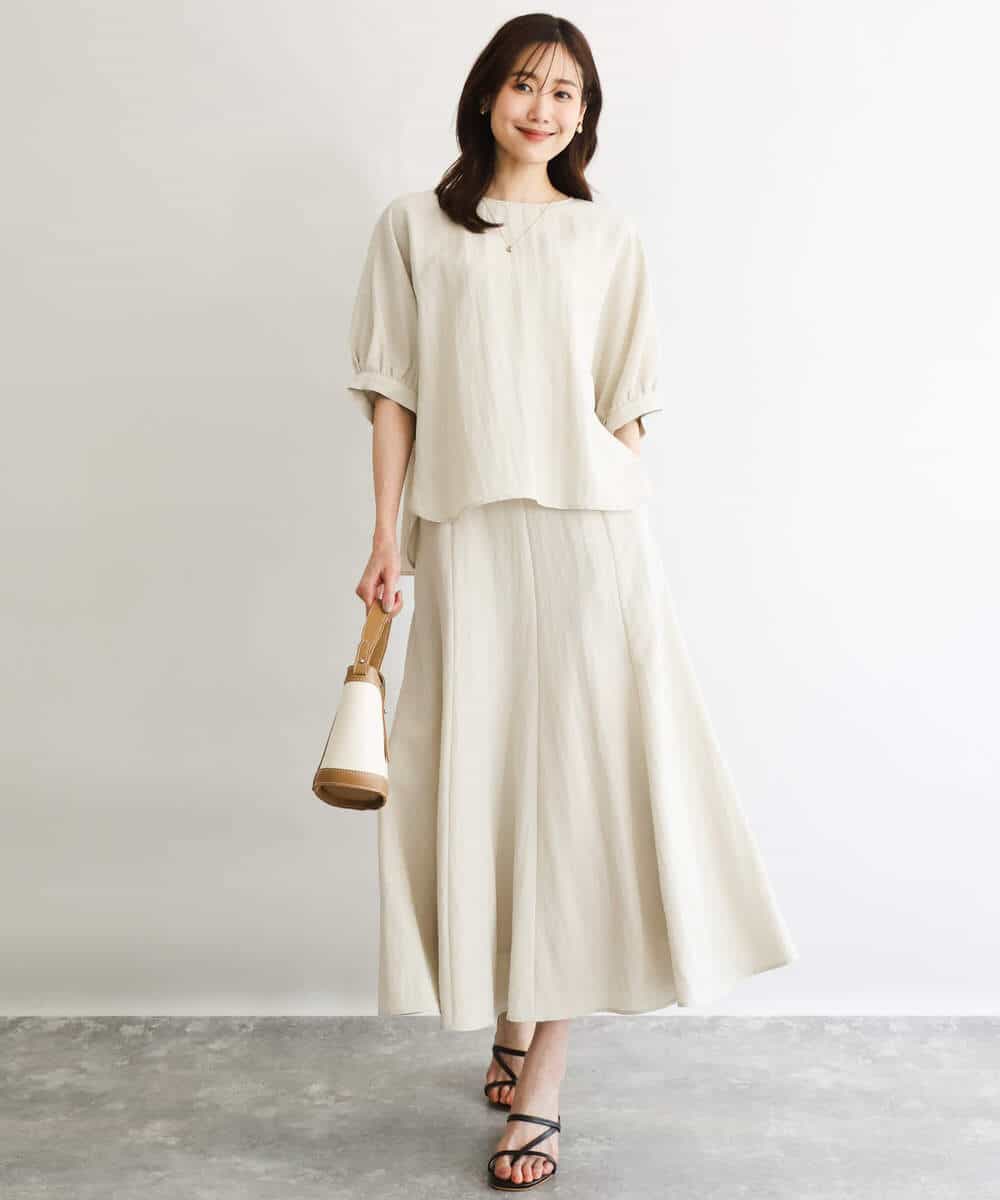 FKBGD55150 MK MICHEL KLEIN(MK ミッシェルクラン) [UVカット/接触冷感/洗える]ボリュームスリーブブラウス ベージュ