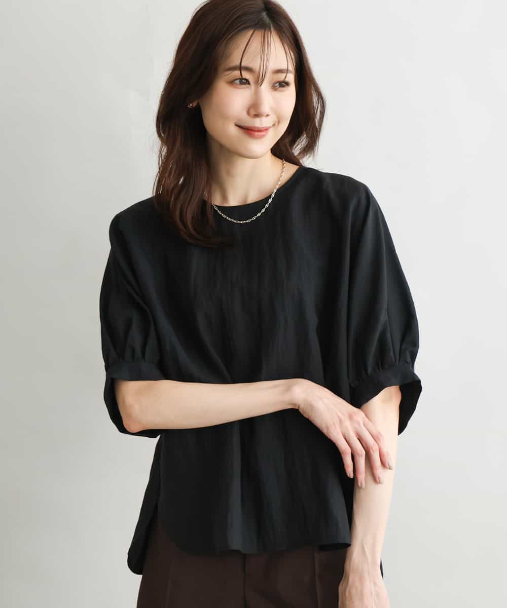 FKBGD55150 MK MICHEL KLEIN(MK ミッシェルクラン) [UVカット/接触冷感/洗える]ボリュームスリーブブラウス ブラック