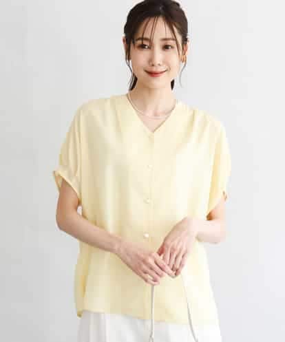 FKBGD58140 MK MICHEL KLEIN [洗える]Vネックタックスリーブブラウス