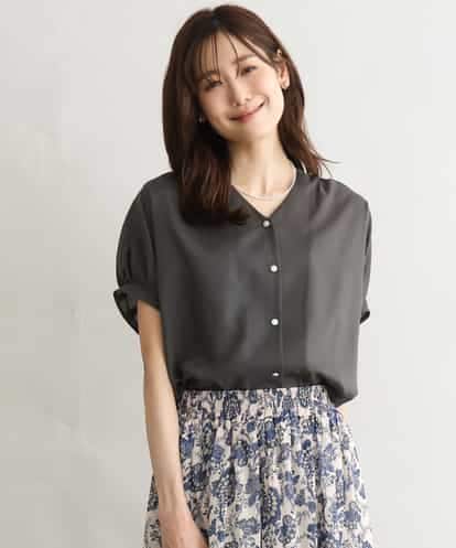 FKBGD58140 MK MICHEL KLEIN [洗える]Vネックタックスリーブブラウス