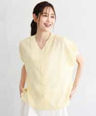 FKBGD58140 MK MICHEL KLEIN(MK ミッシェルクラン) [洗える]Vネックタックスリーブブラウス ダークグレー