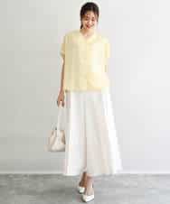 FKBGD58140 MK MICHEL KLEIN(MK ミッシェルクラン) [洗える]Vネックタックスリーブブラウス ダークグレー