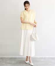 FKBGD58140 MK MICHEL KLEIN(MK ミッシェルクラン) [洗える]Vネックタックスリーブブラウス ダークグレー