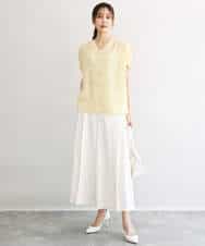 FKBGD58140 MK MICHEL KLEIN(MK ミッシェルクラン) [洗える]Vネックタックスリーブブラウス ダークグレー