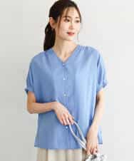 FKBGD58140 MK MICHEL KLEIN(MK ミッシェルクラン) [洗える]Vネックタックスリーブブラウス ダークグレー