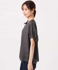 FKBGD58140 MK MICHEL KLEIN(MK ミッシェルクラン) [洗える]Vネックタックスリーブブラウス ダークグレー