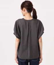 FKBGD58140 MK MICHEL KLEIN(MK ミッシェルクラン) [洗える]Vネックタックスリーブブラウス ダークグレー