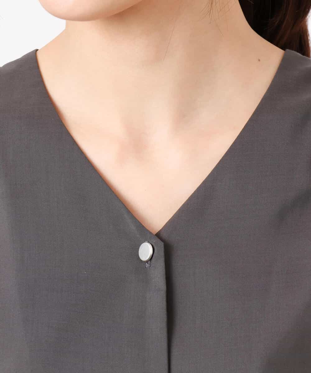 FKBGD58140 MK MICHEL KLEIN(MK ミッシェルクラン) [洗える]Vネックタックスリーブブラウス ダークグレー