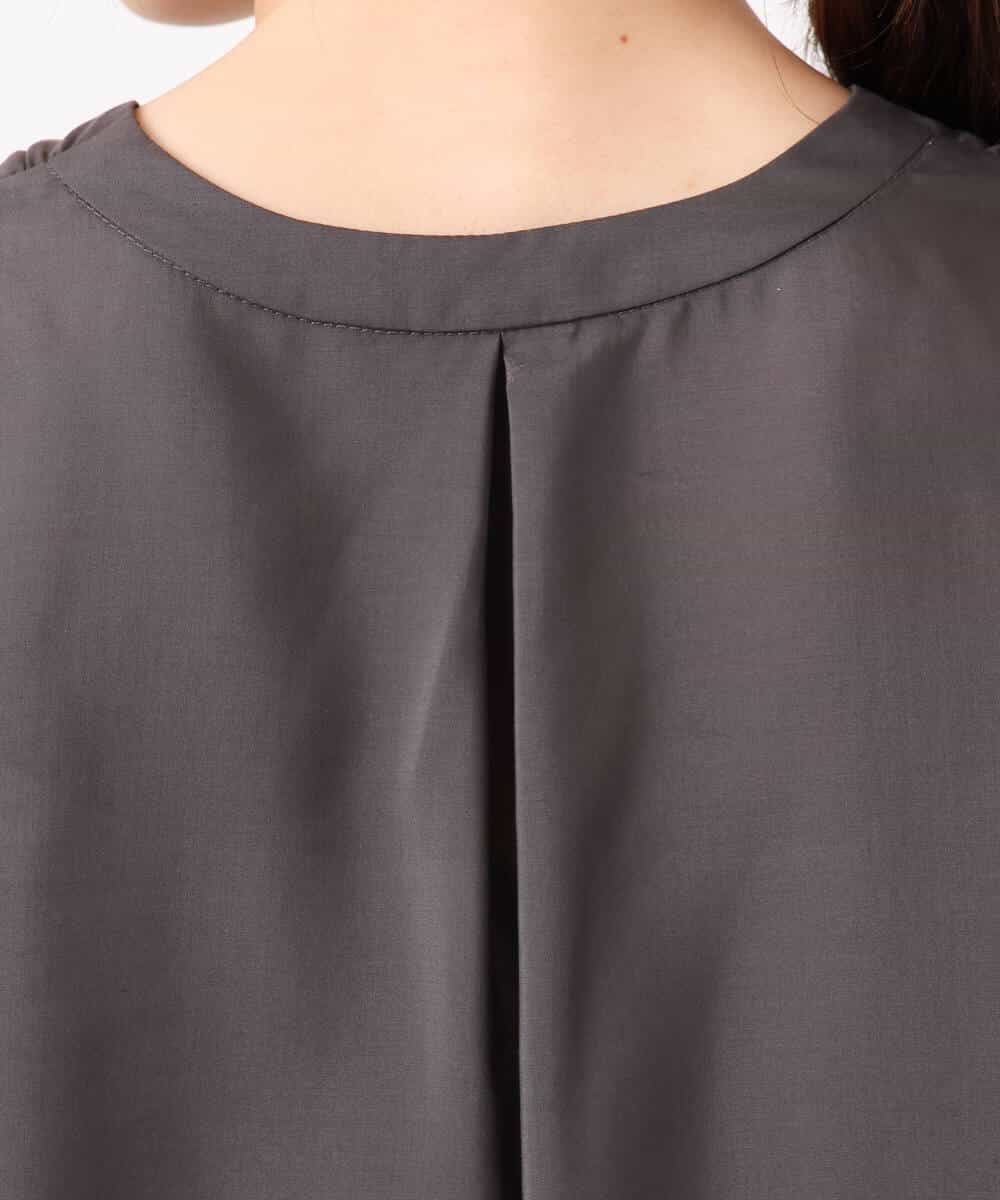 FKBGD58140 MK MICHEL KLEIN(MK ミッシェルクラン) [洗える]Vネックタックスリーブブラウス ダークグレー