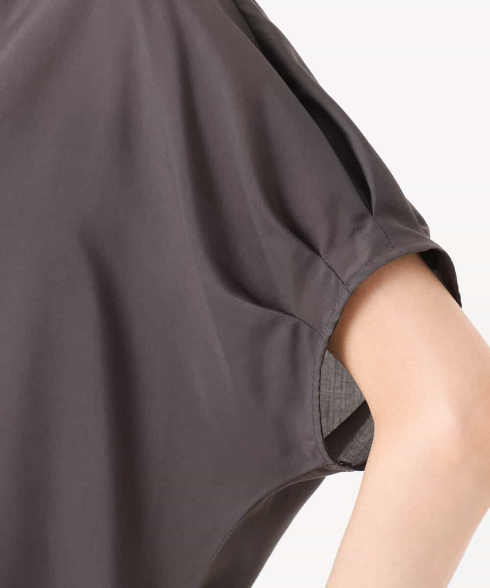 FKBGD58140 MK MICHEL KLEIN(MK ミッシェルクラン) [洗える]Vネックタックスリーブブラウス ダークグレー