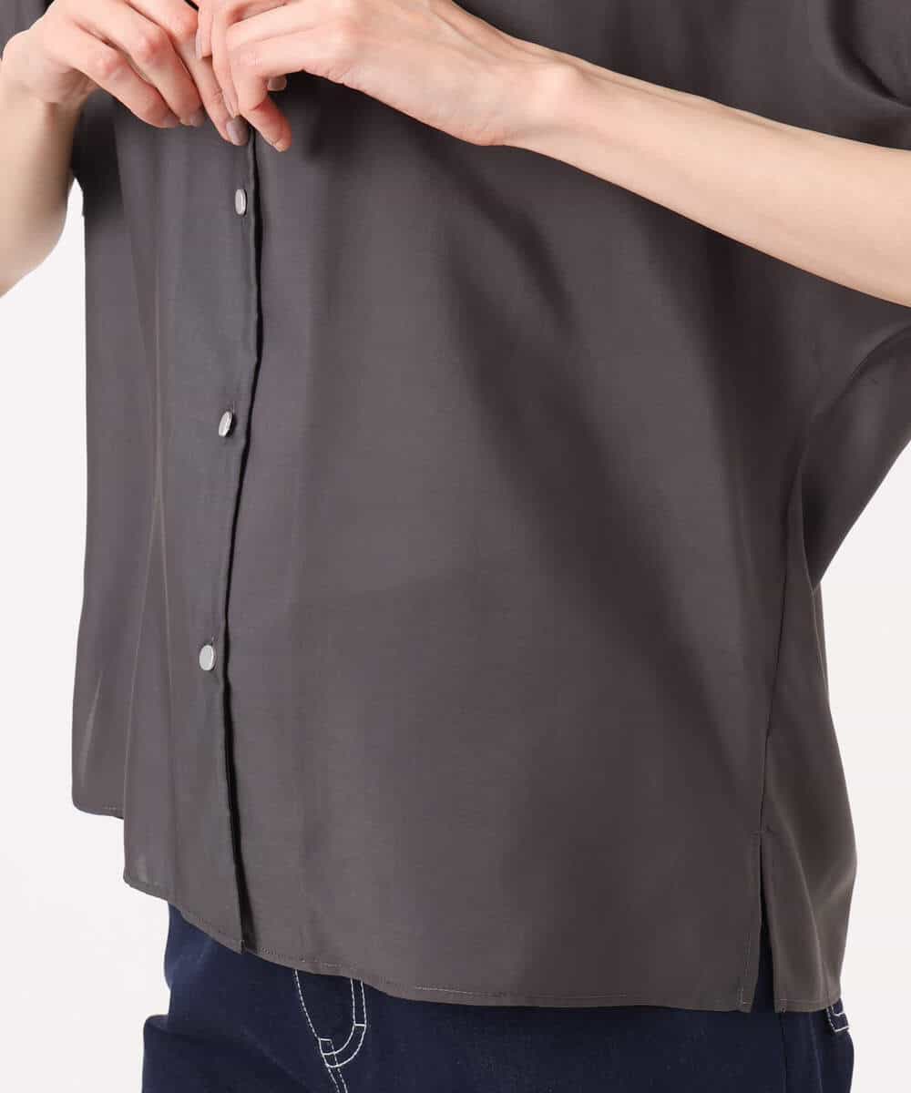 FKBGD58140 MK MICHEL KLEIN(MK ミッシェルクラン) [洗える]Vネックタックスリーブブラウス ダークグレー